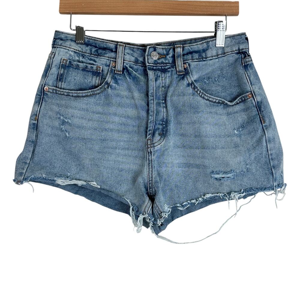 Wild Fable Jean Shorts Womens 8 Light Wash Rigid Distressed High Rise Casual